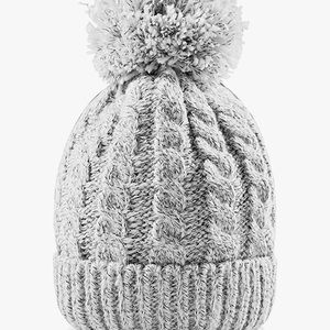 Winter knit pom pom beanie, gray